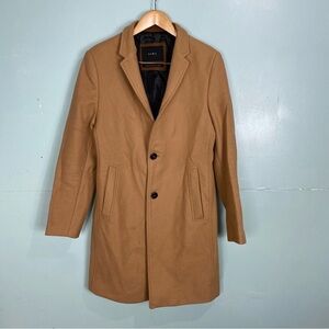 Zara Mens Camel Tan Coat Jacket Wool Blend Sz M City